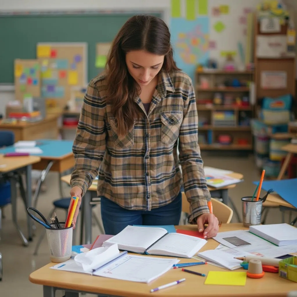 First year teacher in classroom